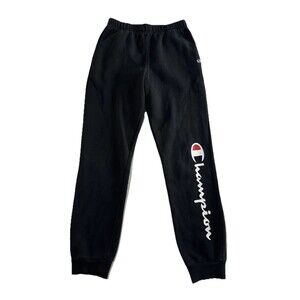 Champion Girl's Unisex Black Fleece Cotton Blend Jogger Sweatpants Kids Size L
